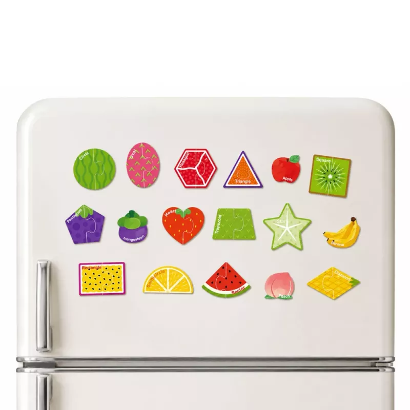 LEAN TOYS Puzzle magnetico frutta educativa 30 pezzi – magneti a forma di frutta per lavagne, whiteboard e frigoriferi
