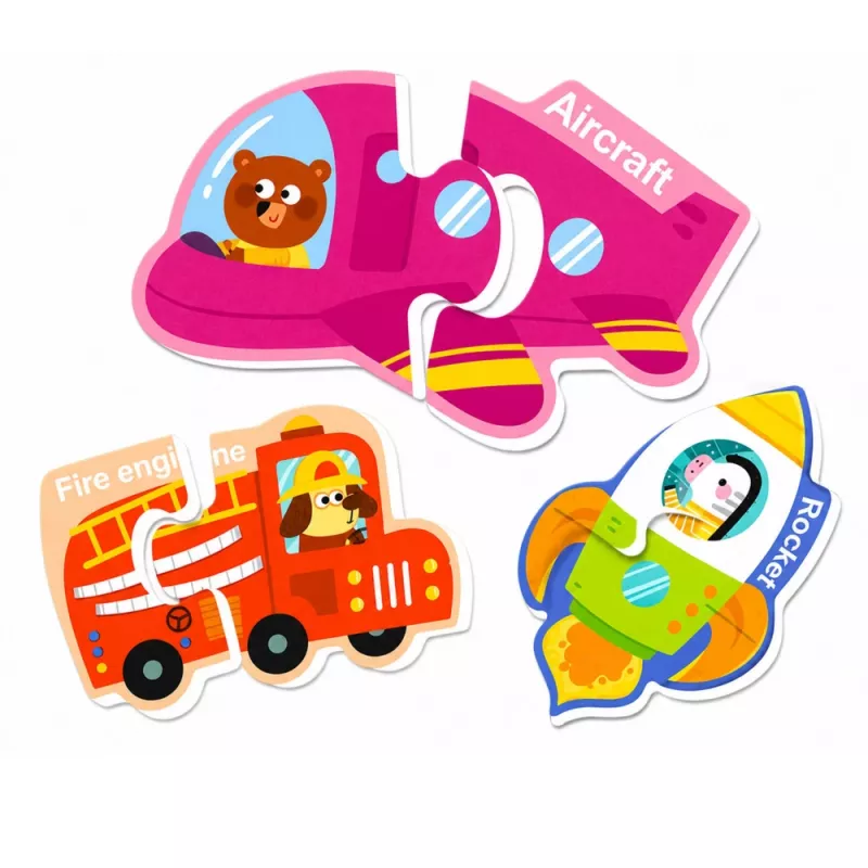 LEAN TOYS Puzzle magnetico veicoli giocattolo educativo set mezzi di trasporto 30 pezzi