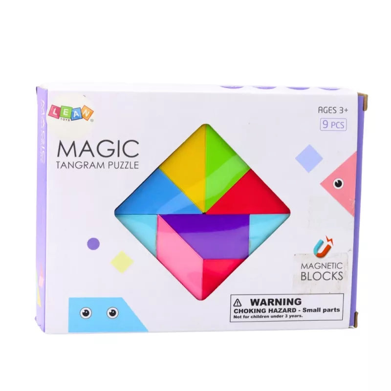 LEAN TOYS Blocchi magnetici Tangram Puzzle colorato set di adesivi 9 pezzi