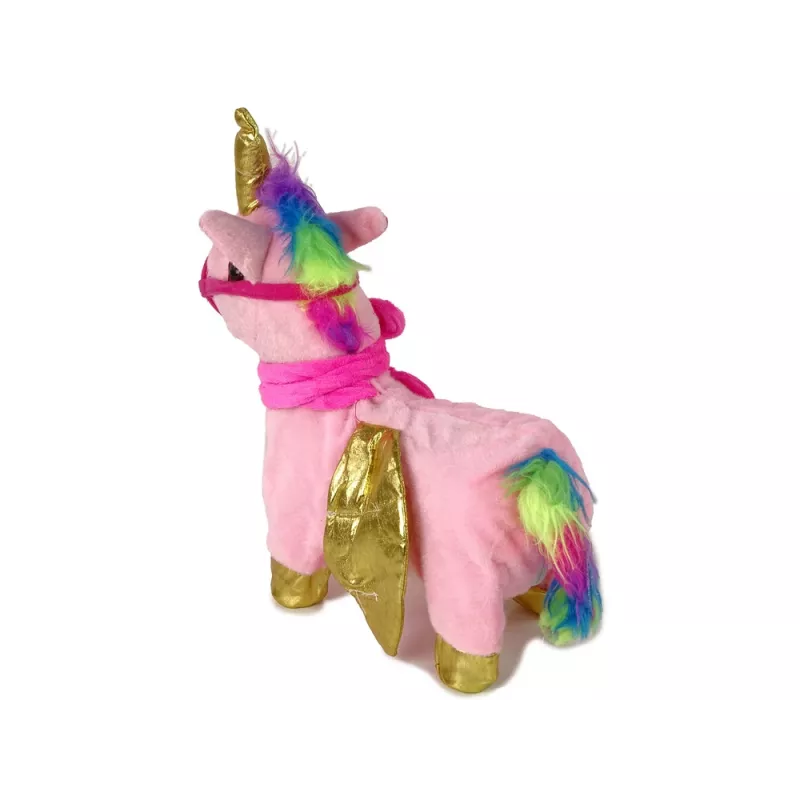 LEAN TOYS Mascotte cavallo interattivo rosa ali dorate musica