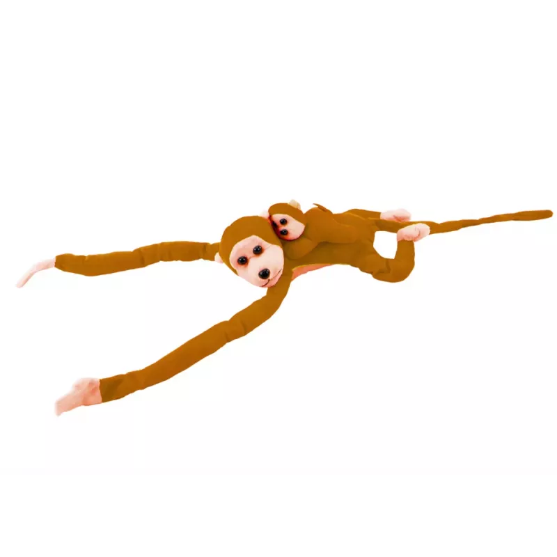 LEAN TOYS Mascotte peluche scimmia con neonato, marrone chiaro 90 cm