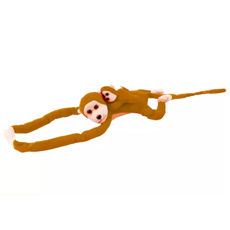 LEAN TOYS Mascotte peluche scimmia con neonato, marrone chiaro 90 cm