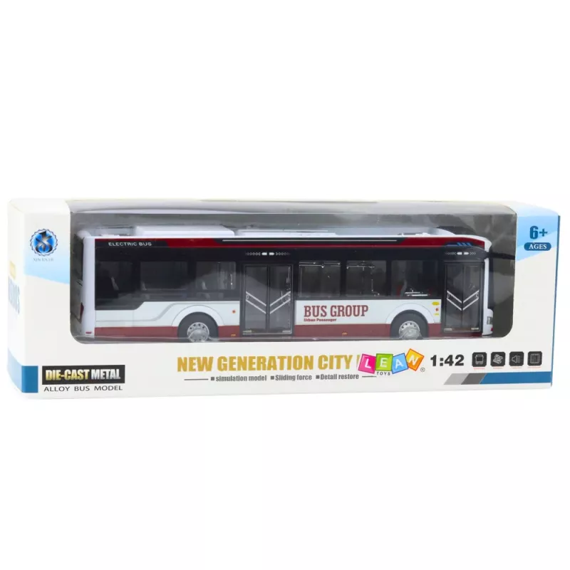 LEAN TOYS Autobus urbano in metallo con suoni e luci 1:42