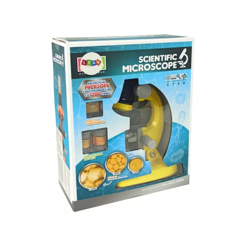 LEAN TOYS Microscopio per scienziato set didattico giallo 100x 400x 1200x