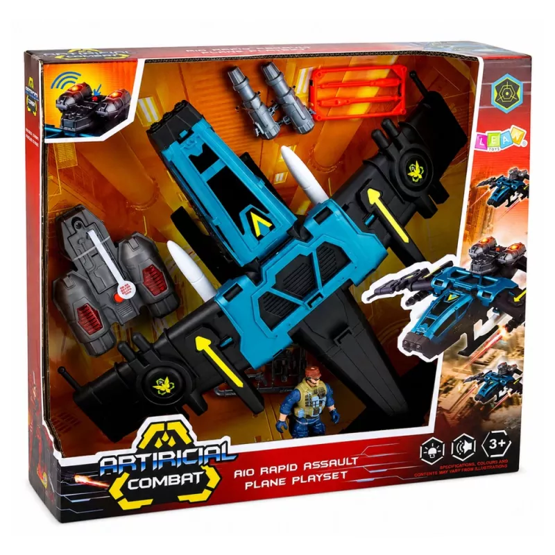 LEAN TOYS Aereo da combattimento militare con soldatino, lanciarazzi, luci e suoni