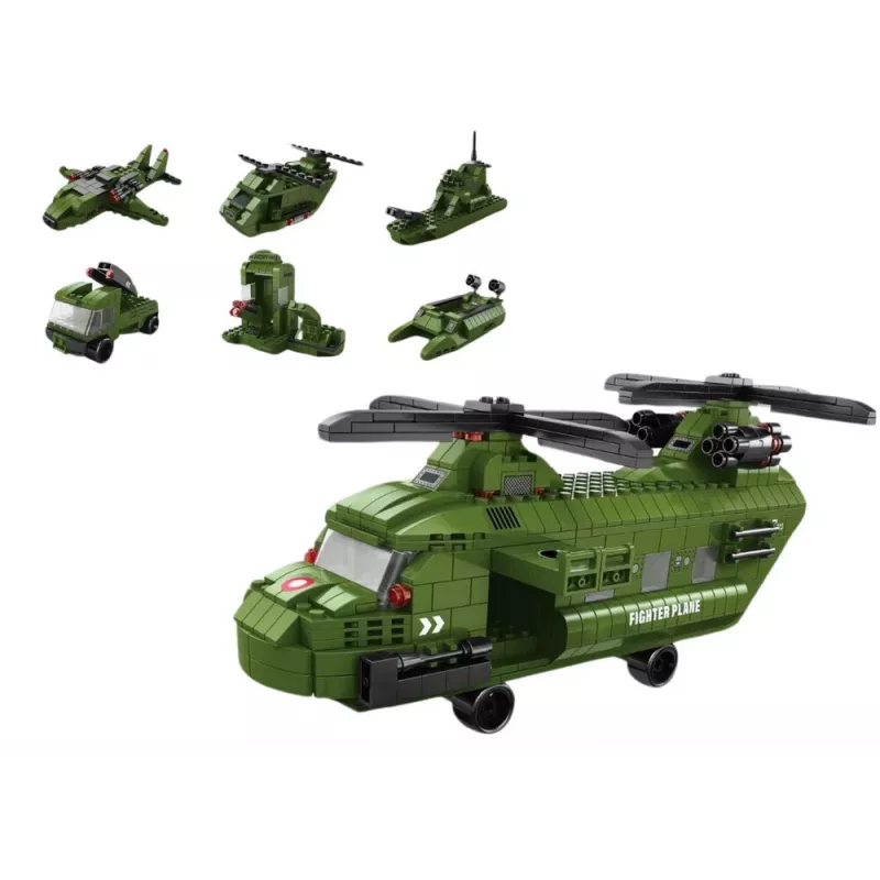 LEAN TOYS kit elicottero militare verde militare 1000 pezzi
