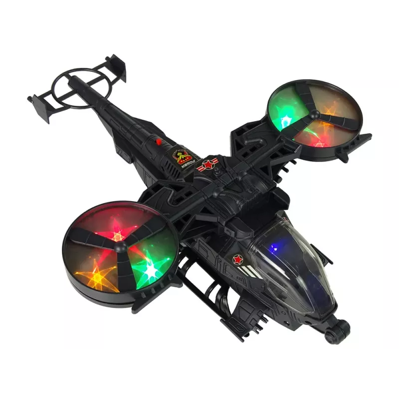 LEAN TOYS Elicottero militare con grandi pale, luci, suono e rotazione