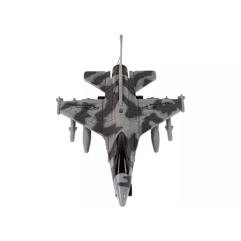 LEAN TOYS Jet militare aereo da combattimento RC radiocomandato grigio luci