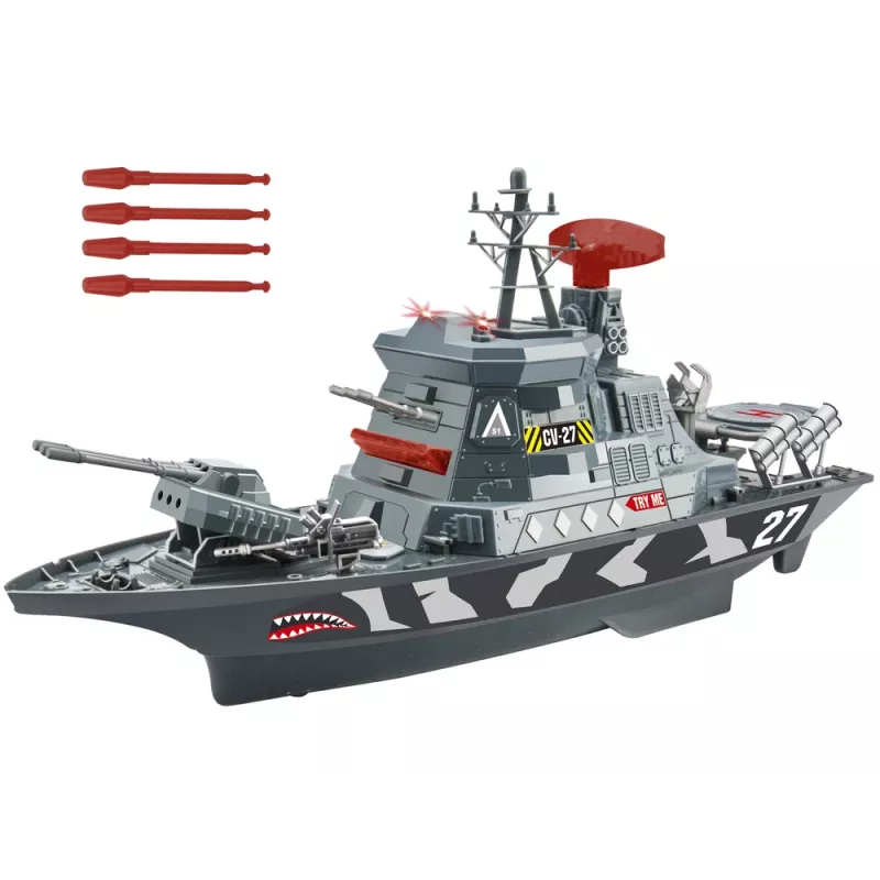 LEAN TOYS Set militare nave da guerra esercito cannoni luci suoni