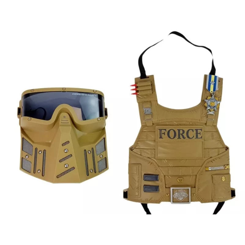 LEAN TOYS set militare pistola maschera binocolo gilet bussola