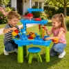 LEAN TOYS Tavolo d'acqua multilevel con sgabello, accessori e formine, 63 cm