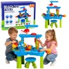 LEAN TOYS Tavolo d'acqua multilevel con sgabello, accessori e formine, 63 cm