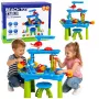 LEAN TOYS Tavolo d'acqua multilevel con sgabello, accessori e formine, 63 cm