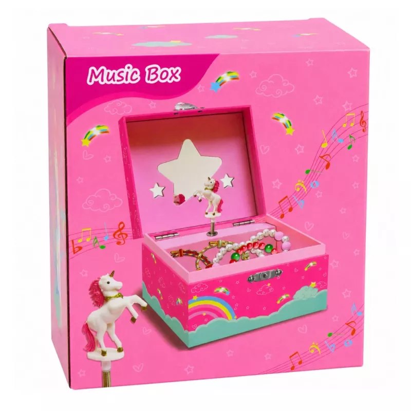 LEAN TOYS Carillon portagioie unicorno rotante rosa