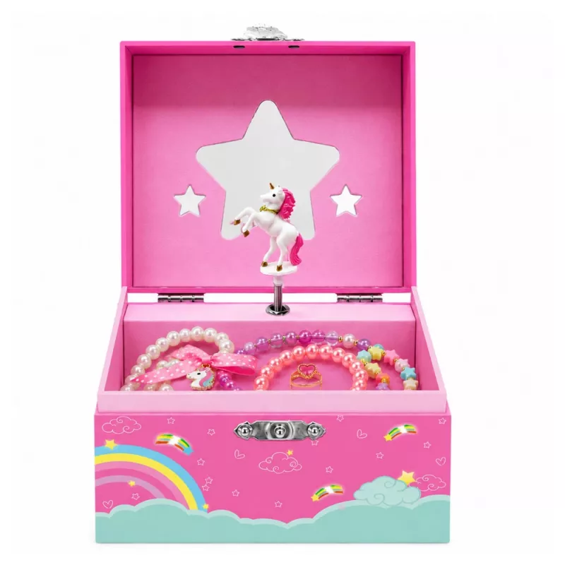 LEAN TOYS Carillon portagioie unicorno rotante rosa