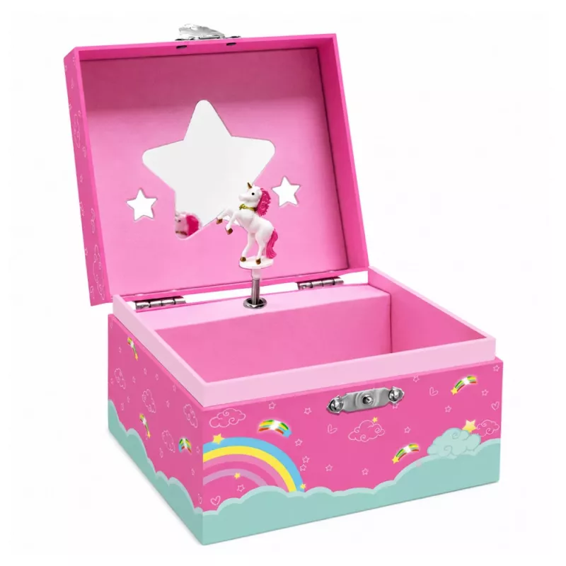 LEAN TOYS Carillon portagioie unicorno rotante rosa