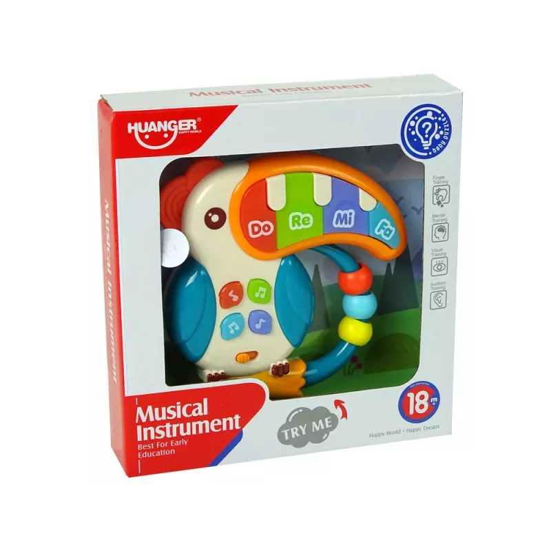 LEAN TOYS Pianino musicale pappagallo suoni luci perline