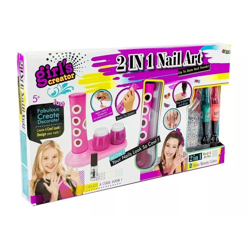 LEAN TOYS Set smalto con dispenser glitter e adesivi colorati