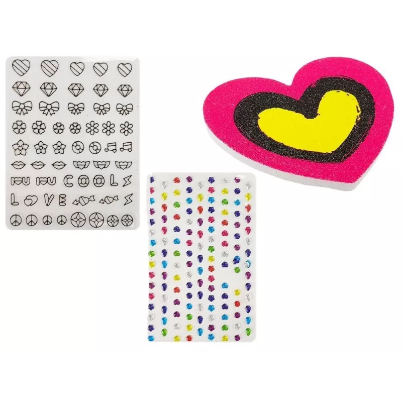 LEAN TOYS Set smalto con dispenser glitter e adesivi colorati
