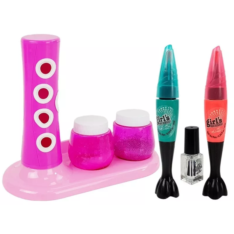 LEAN TOYS Set smalto con dispenser glitter e adesivi colorati