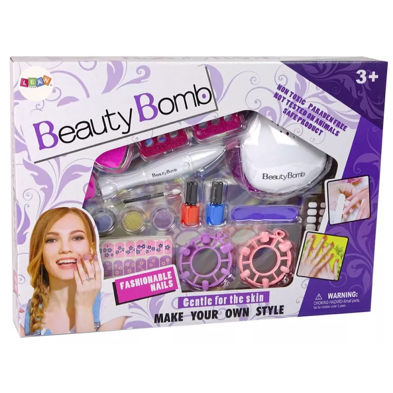 LEAN TOYS Set smalti per unghie con formine, lampada, lima e glitter
