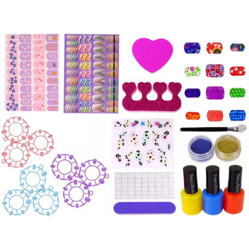 LEAN TOYS Set smalti per unghie con smalti, adesivi, stencil e glitter
