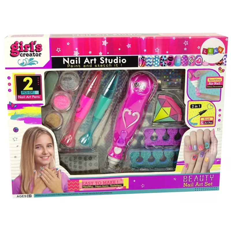 LEAN TOYS Set nail art penne per unghie glitter diamanti