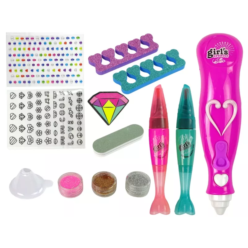 LEAN TOYS Set nail art penne per unghie glitter diamanti