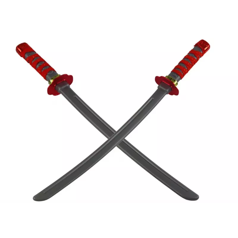 LEAN TOYS set Ninja Warrior con maschera, spada, pugnali, shuriken, arco e frecce – decorazioni rosse (10 pezzi)