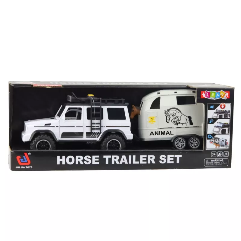 LEAN TOYS Veicolo offroad con rimorchio per cavalli, figura, luci e suoni