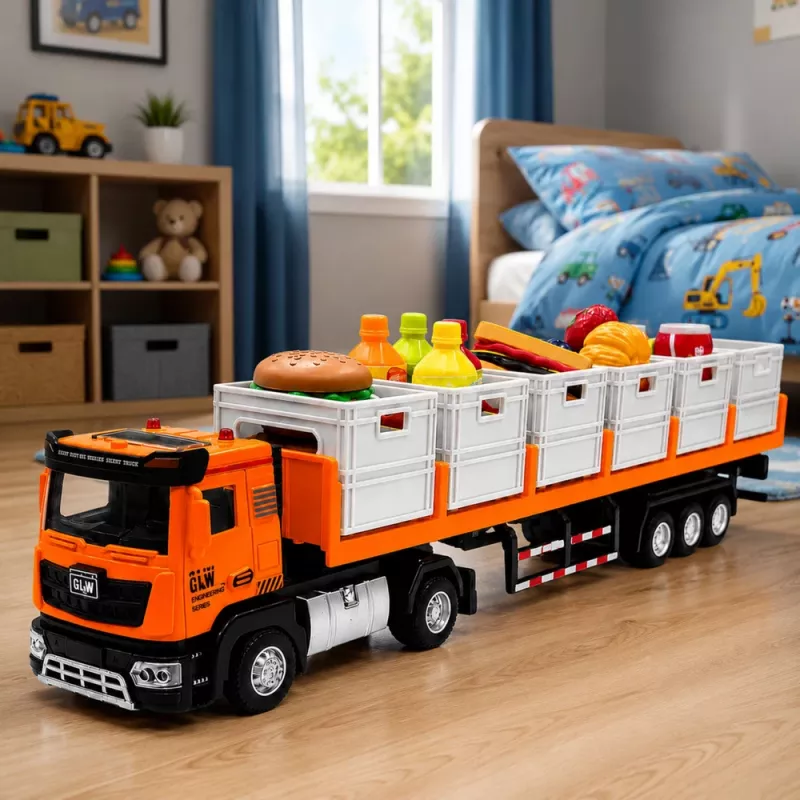 LEAN TOYS camion per trasporto alimenti arancione 1:40 modello in pressofusione