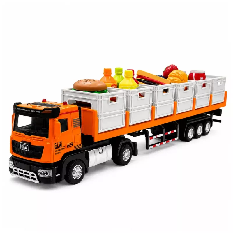 LEAN TOYS camion per trasporto alimenti arancione 1:40 modello in pressofusione