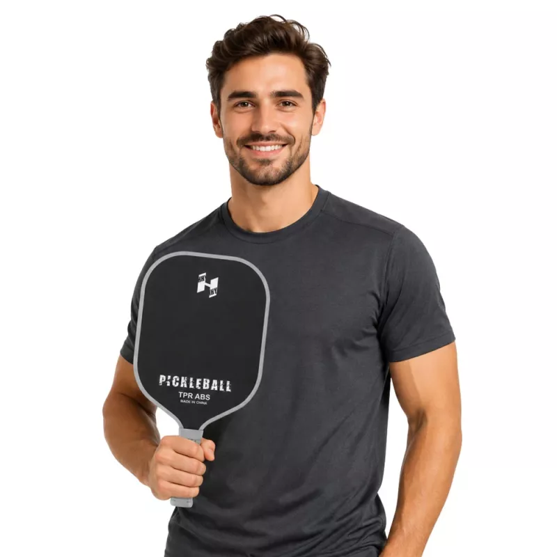 LEAN TOYS set racchette pickleball tennis badminton con 2 palline nero e grigio