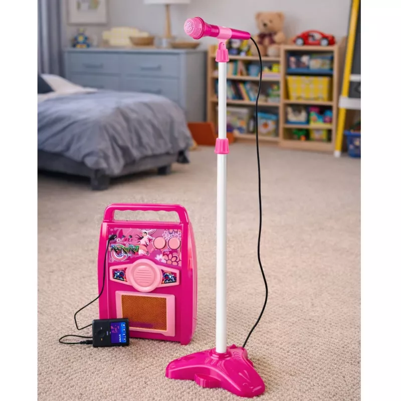 LEAN TOYS Chitarra elettrica rosa con microfono e amplificatore