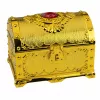 LEAN TOYS forziere del tesoro in plastica per bambini con lucchetto e 2 chiavi, decorato oro
