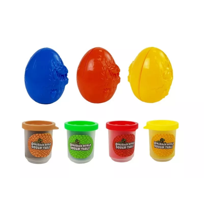 LEAN TOYS Pasta modellabile dinosauri uova stampi 12 pezzi 4 colori