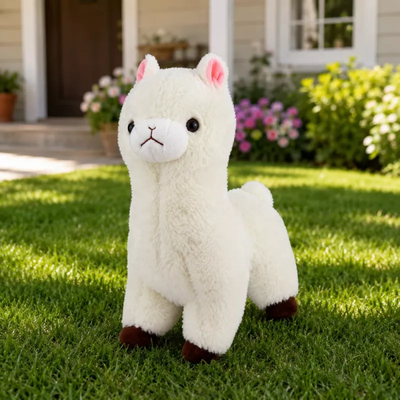 LEAN TOYS alpaca di peluche pelo bianco morbido 28 cm