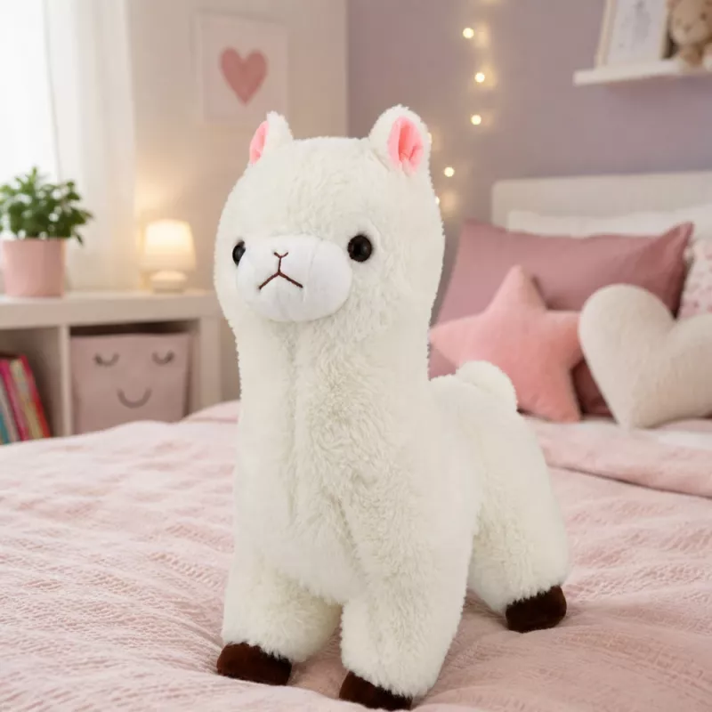 LEAN TOYS alpaca di peluche pelo bianco morbido 28 cm