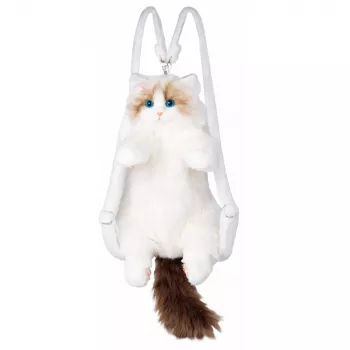 LEAN TOYS Zaino peluche gatto mascotte con spallacci regolabili e zampe in silicone bianco 50cm