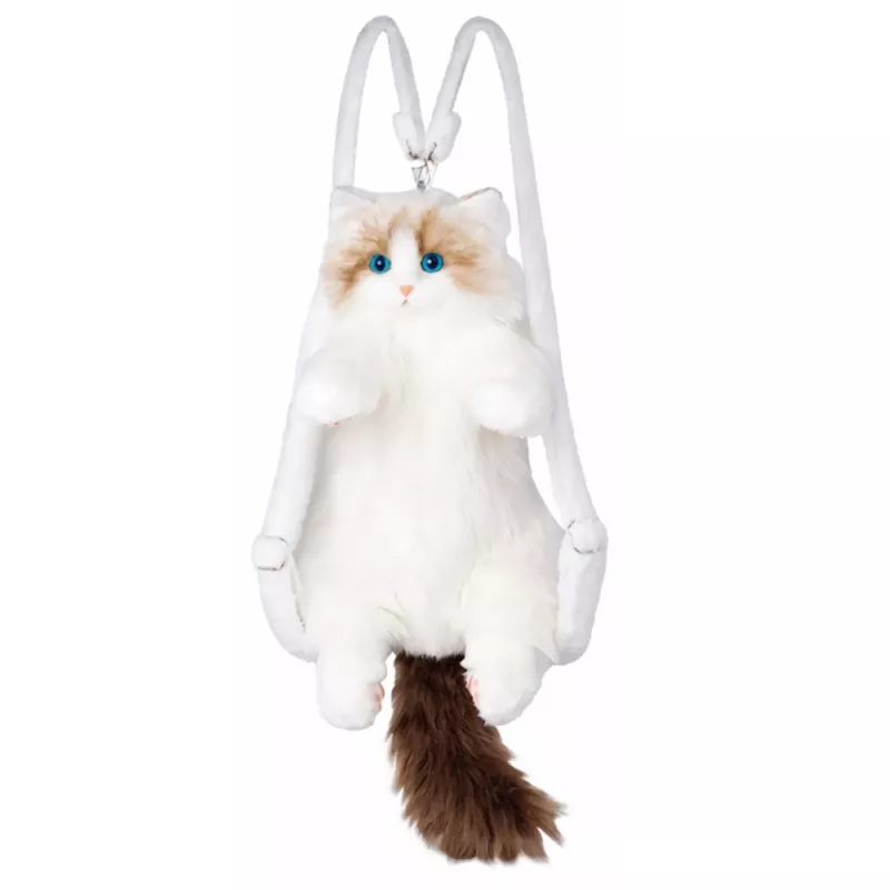 LEAN TOYS Zaino peluche gatto mascotte con spallacci regolabili e zampe in silicone bianco 50cm
