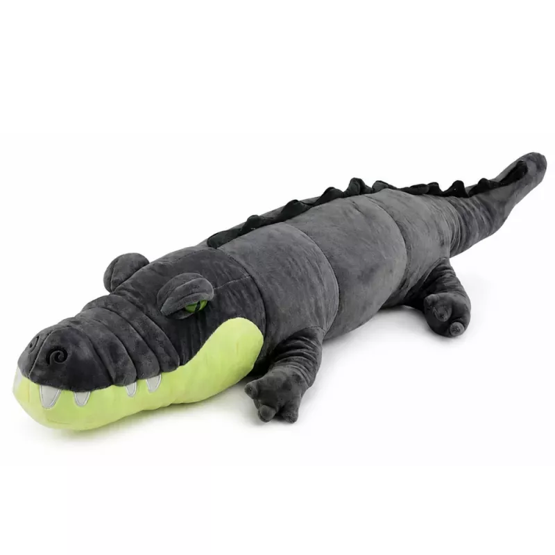 LEAN TOYS Coccodrillo di peluche mascotte peluche - Grigio realistico, 90 cm