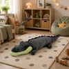 LEAN TOYS Coccodrillo di peluche mascotte peluche - Grigio realistico, 90 cm