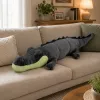LEAN TOYS Coccodrillo di peluche mascotte peluche - Grigio realistico, 90 cm