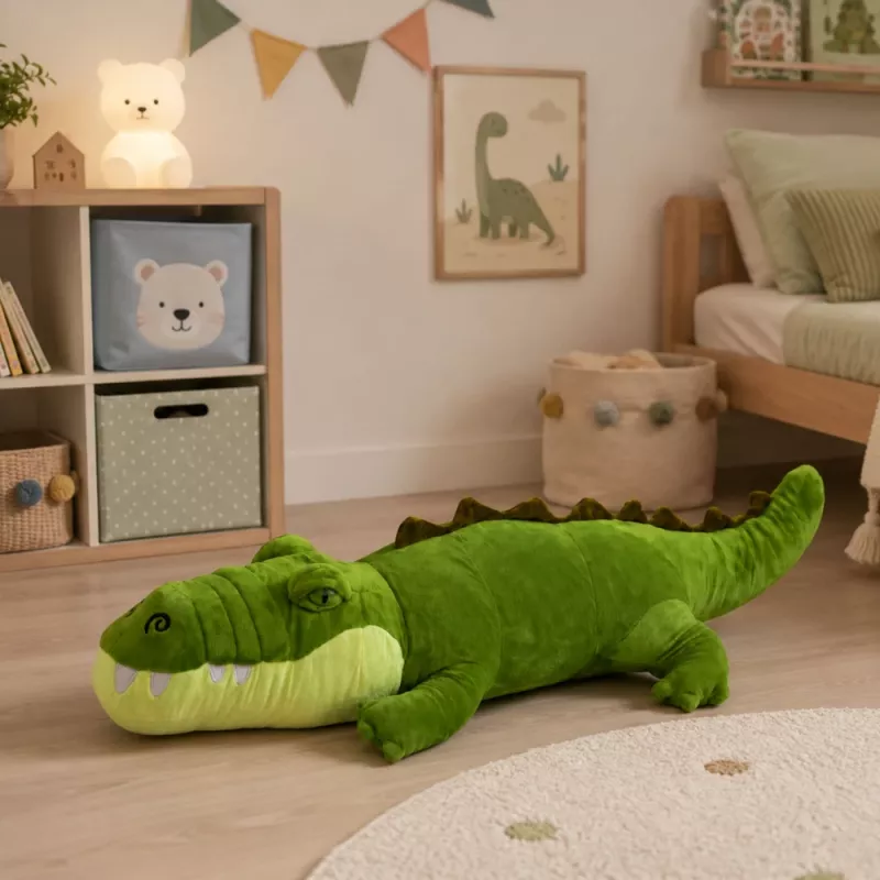 LEAN TOYS Coccodrillo di peluche Mascotte peluche realistico Verde 70cm