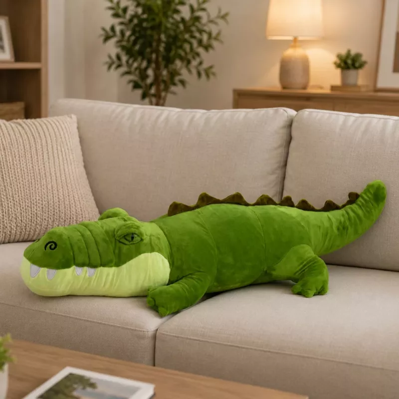 LEAN TOYS Coccodrillo di peluche Mascotte peluche realistico Verde 70cm