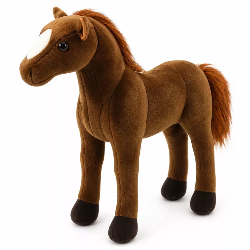 LEAN TOYS Peluche cavallo marrone scuro 40 cm x 37 cm