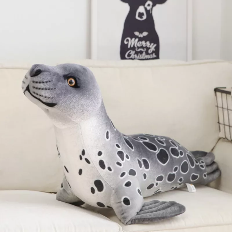 LEAN TOYS Peluche mascotte animale da coccola foca grigio 37 cm