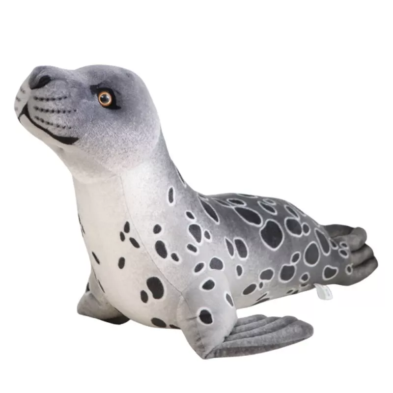 LEAN TOYS Peluche mascotte animale da coccola foca grigio 37 cm