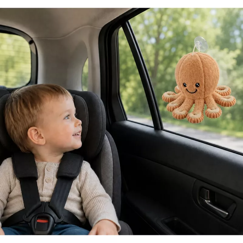LEAN TOYS polpo di peluche con ventosa beige 16 cm