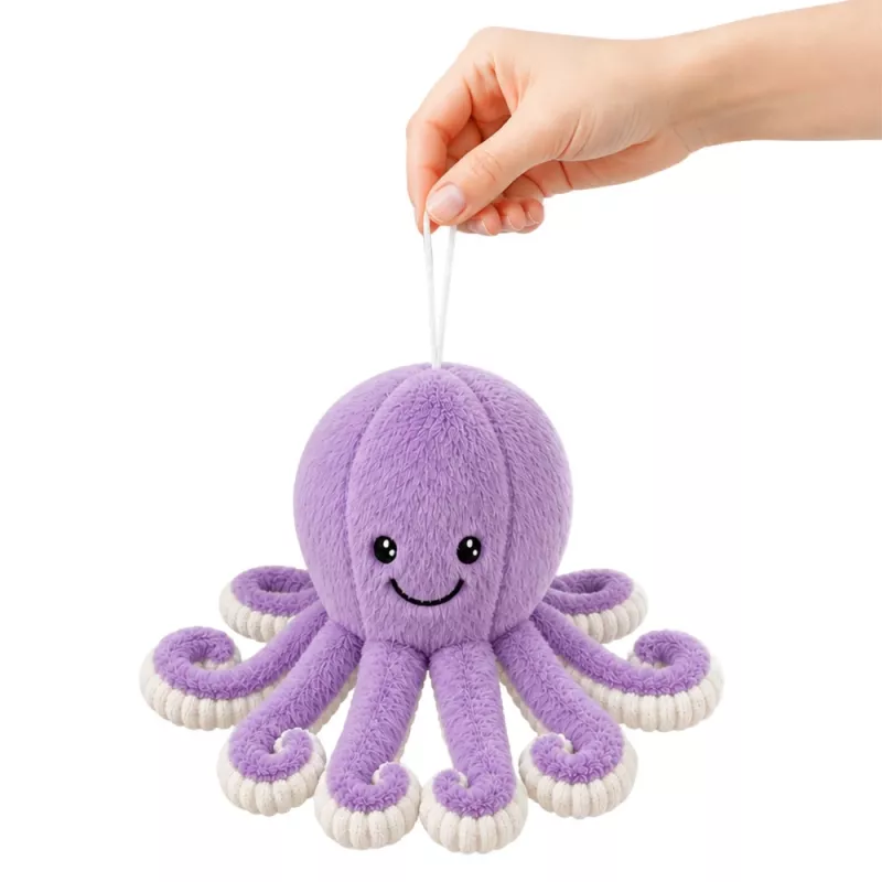 LEAN TOYS peluche polpo con ventosa, viola, 16 cm